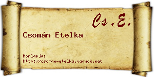 Csomán Etelka névjegykártya